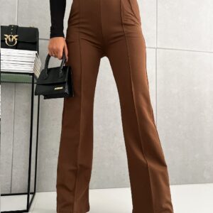 SPODNIE BRĄZOWE Z SZEROKIMI NOGAWKAMI